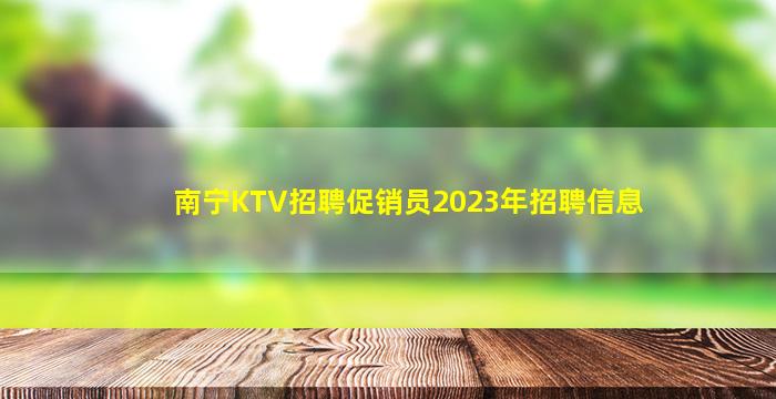 南宁KTV招聘促销员2023年招聘信息